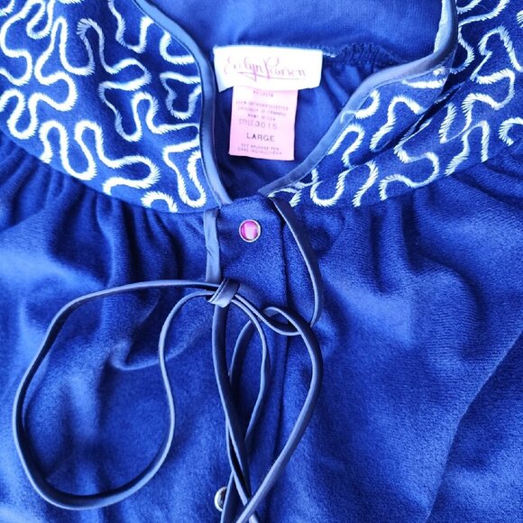 VTG USA Evelyn Pearson Dacran Blue Du Pont Caftan Robe Housecoat Women's Sz L - Picture 5 of 10